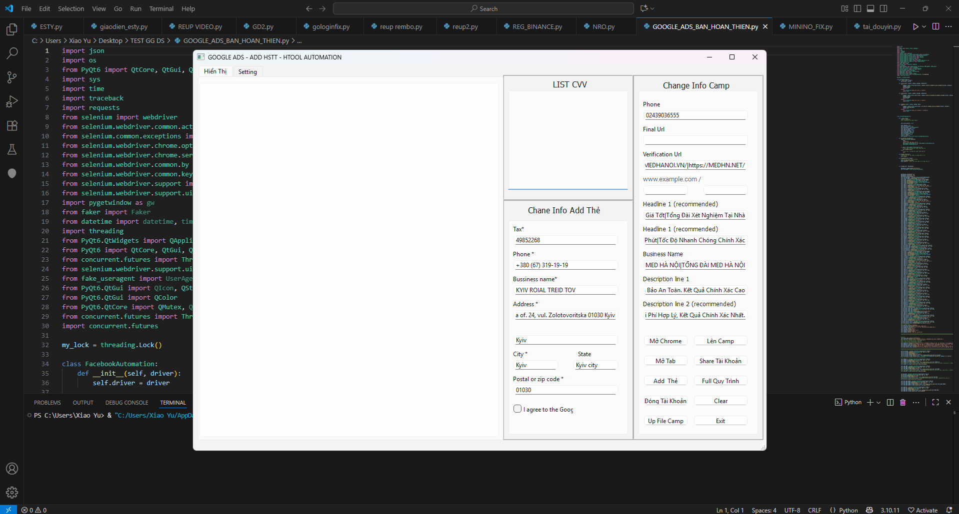 Tool Add Thẻ Lên Camp Google ads