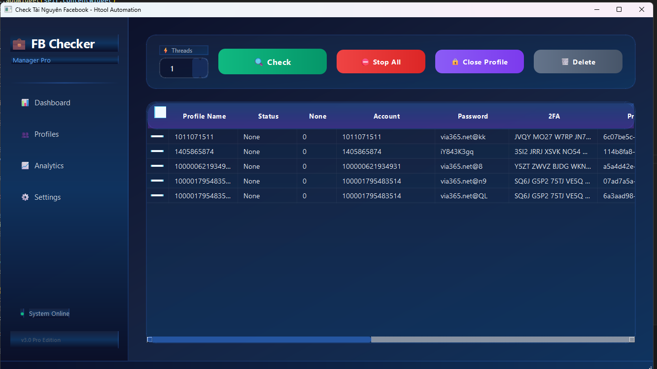Tool Check Tài Nguyên Faceboook